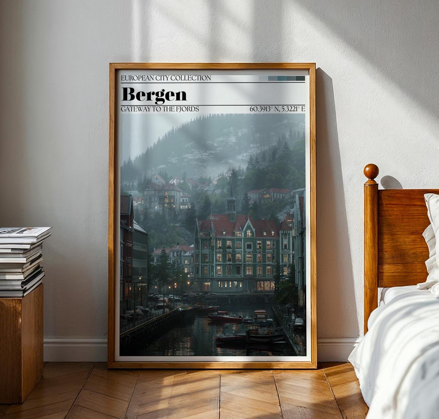 Bergen, Norway Travel Poster – Bergen Wall Art Print