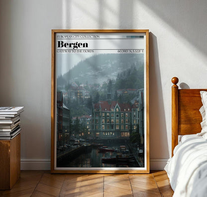 Bergen, Norway Travel Poster – Bergen Wall Art Print