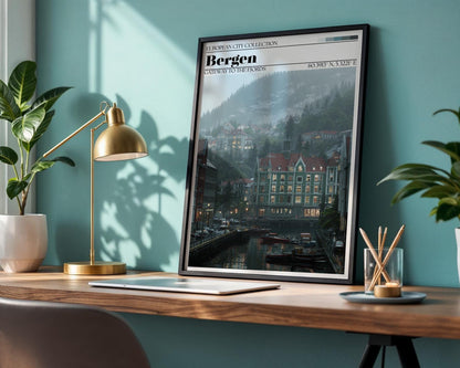 Bergen, Norway Travel Poster – Bergen Wall Art Print