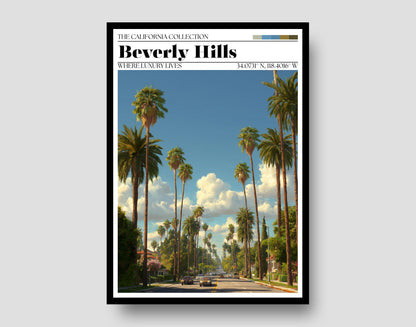 Beverly Hills Poster – Palm Trees, California Travel Print