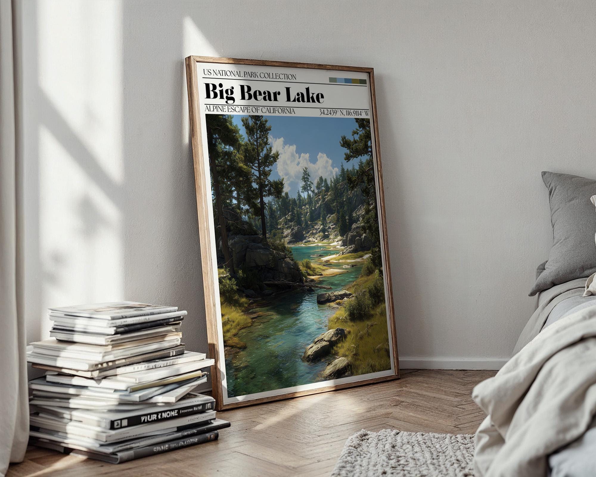 Big Bear Lake Art Print – California Mountain Landscape Poster