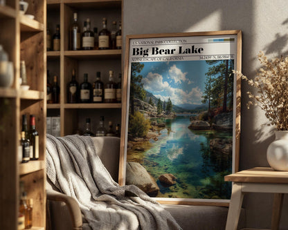 Big Bear Lake Poster – California Mountain Travel Wall Art Print