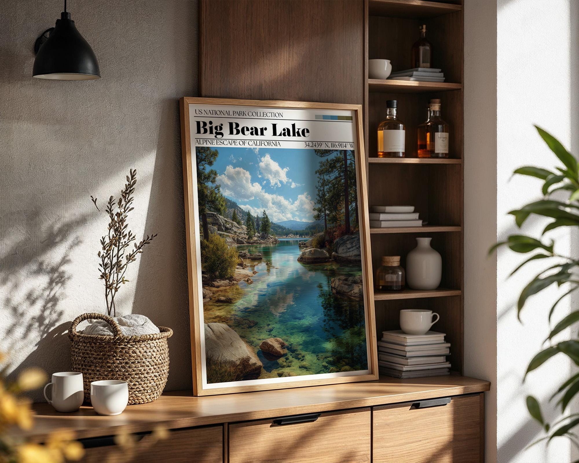 Big Bear Lake Poster – California Mountain Travel Wall Art Print