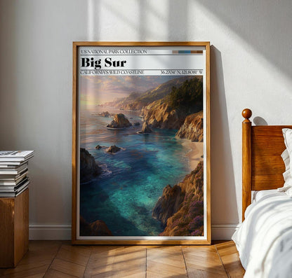 Big Sur California Travel Poster – Coastal Cliff Art