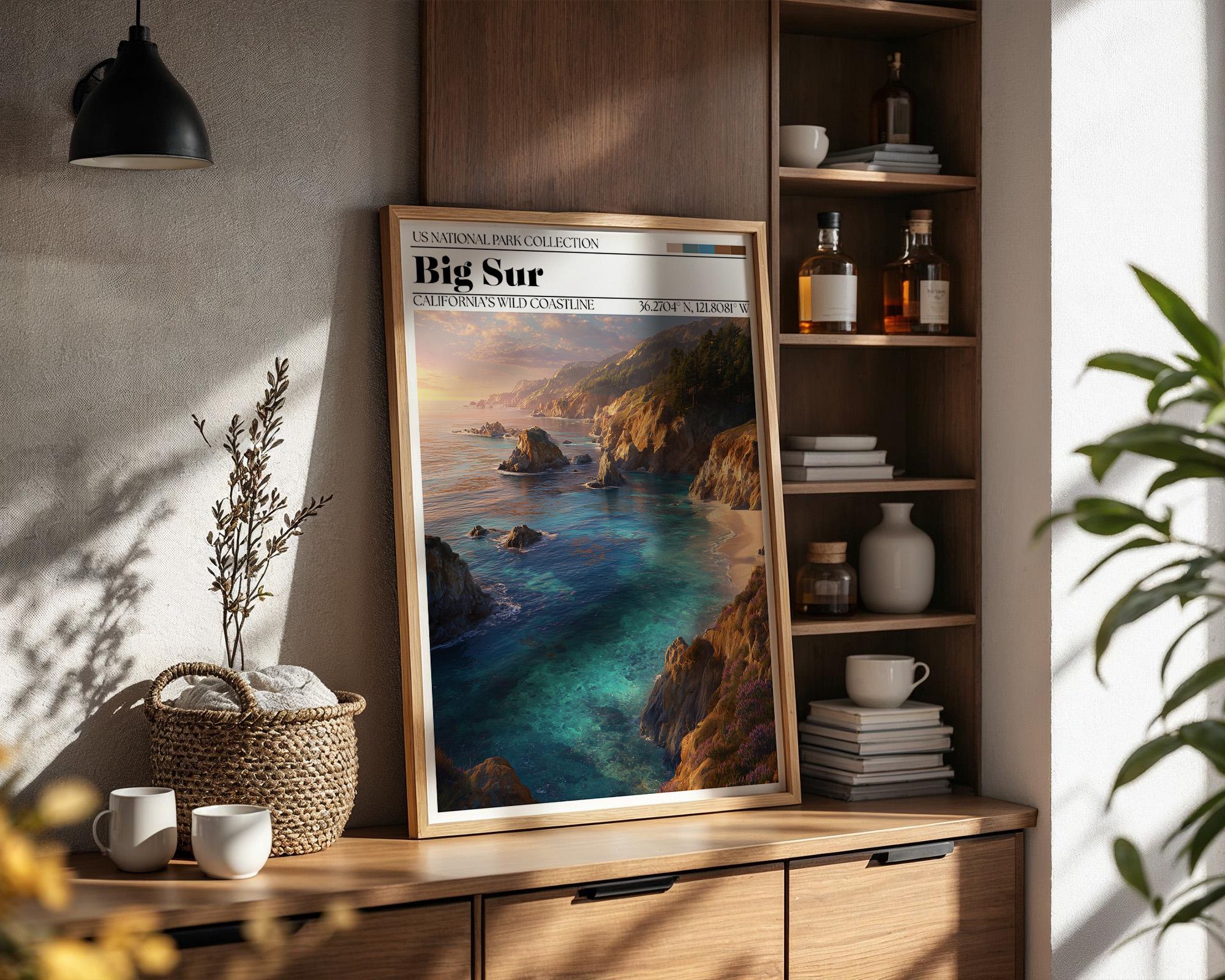 Big Sur California Travel Poster – Coastal Cliff Art