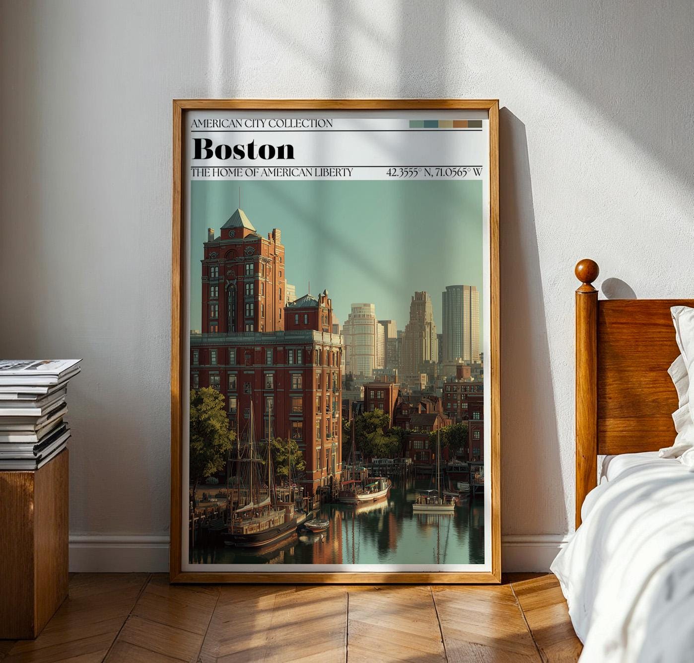 Boston Travel Poster – New England Skyline Art Print
