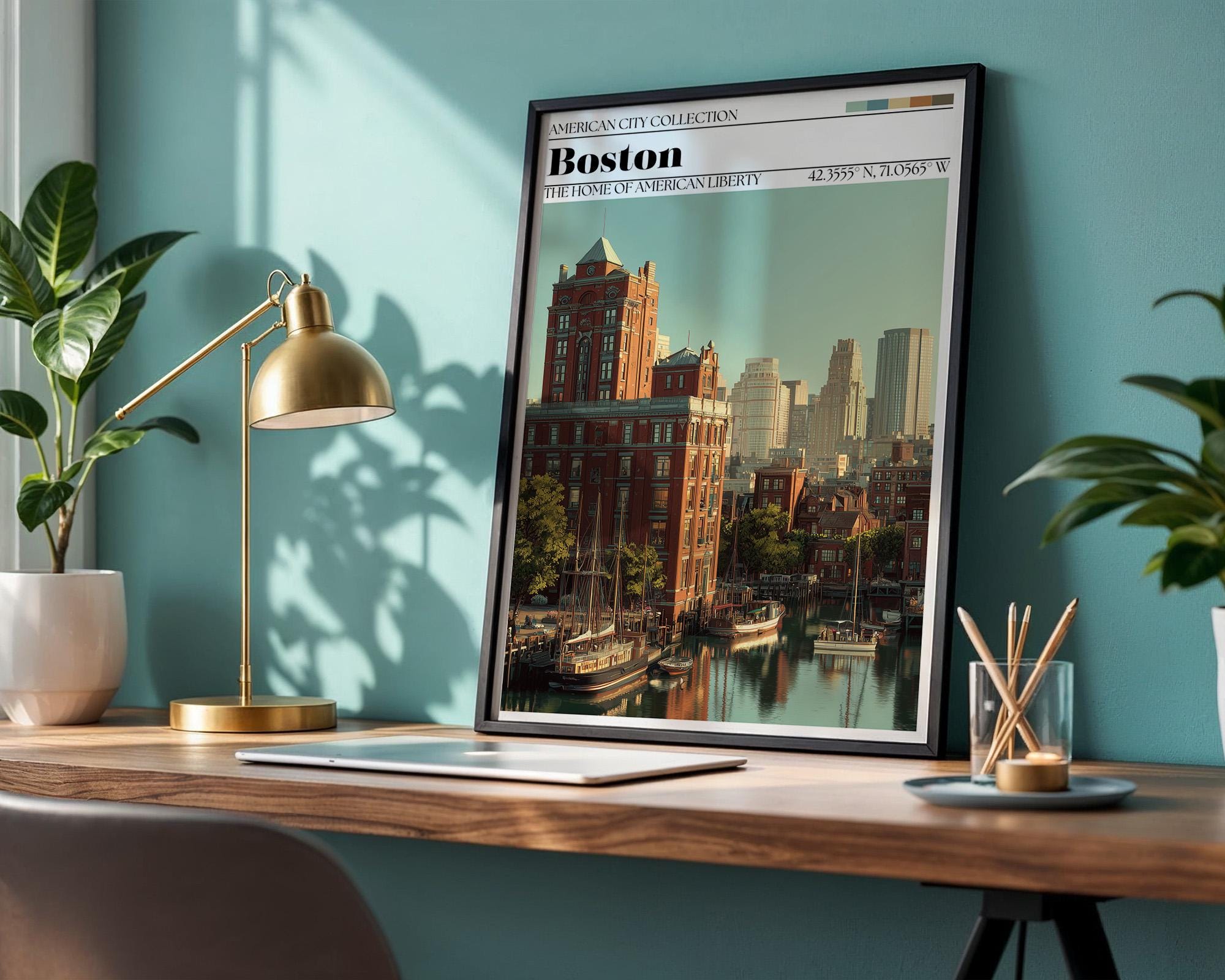 Boston Travel Poster – New England Skyline Art Print