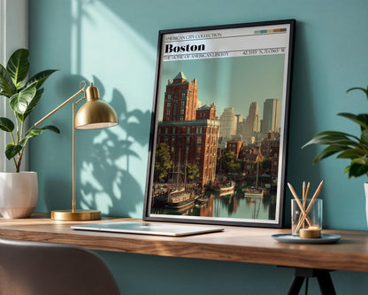 Boston Travel Poster – New England Skyline Art Print