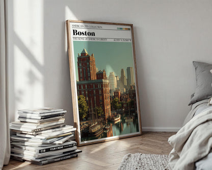 Boston Travel Poster – New England Skyline Art Print