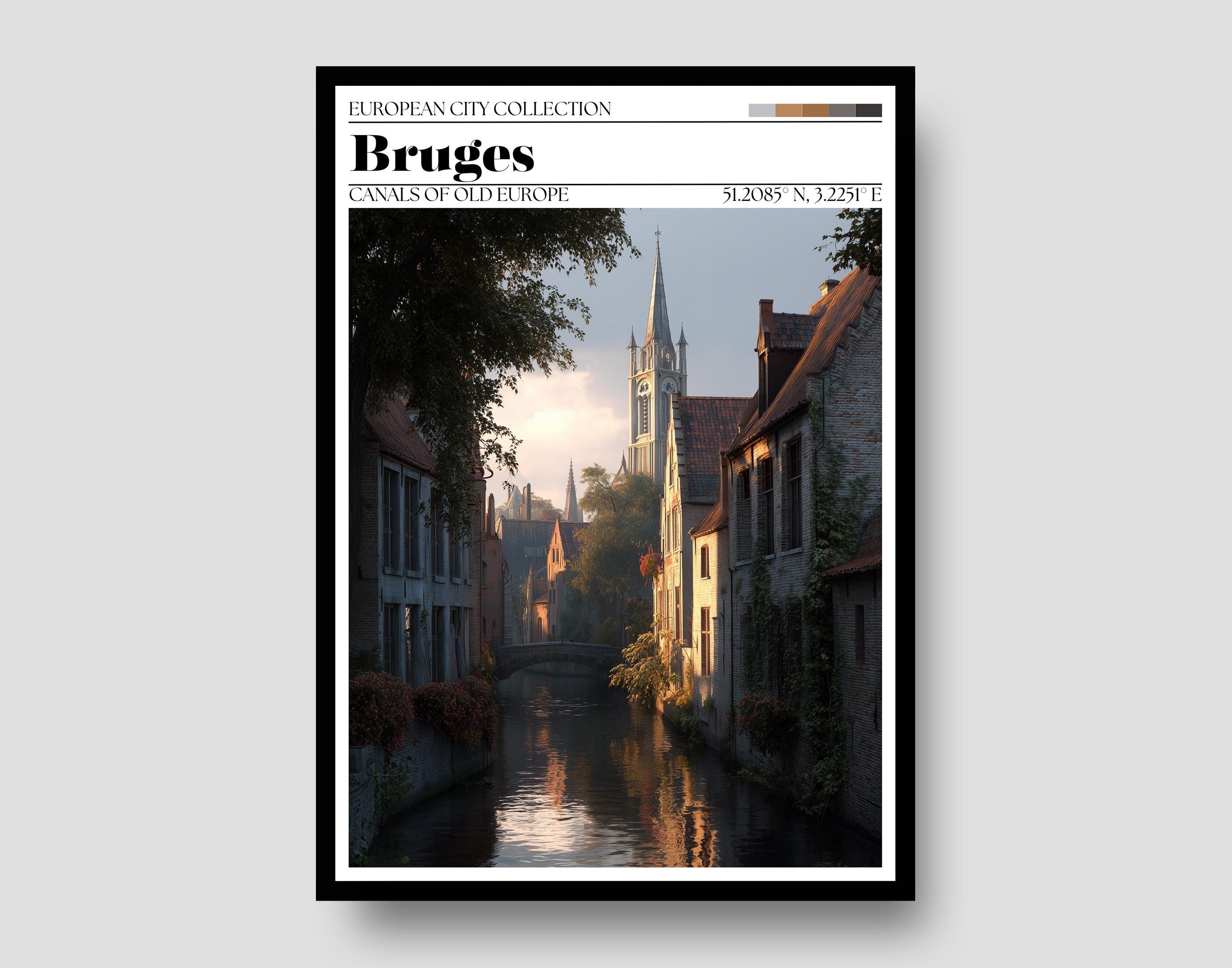 Bruges, Belgium Travel Poster – Bruges Wall Art Print