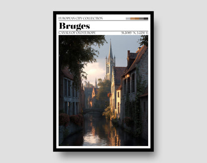 Bruges, Belgium Travel Poster – Bruges Wall Art Print