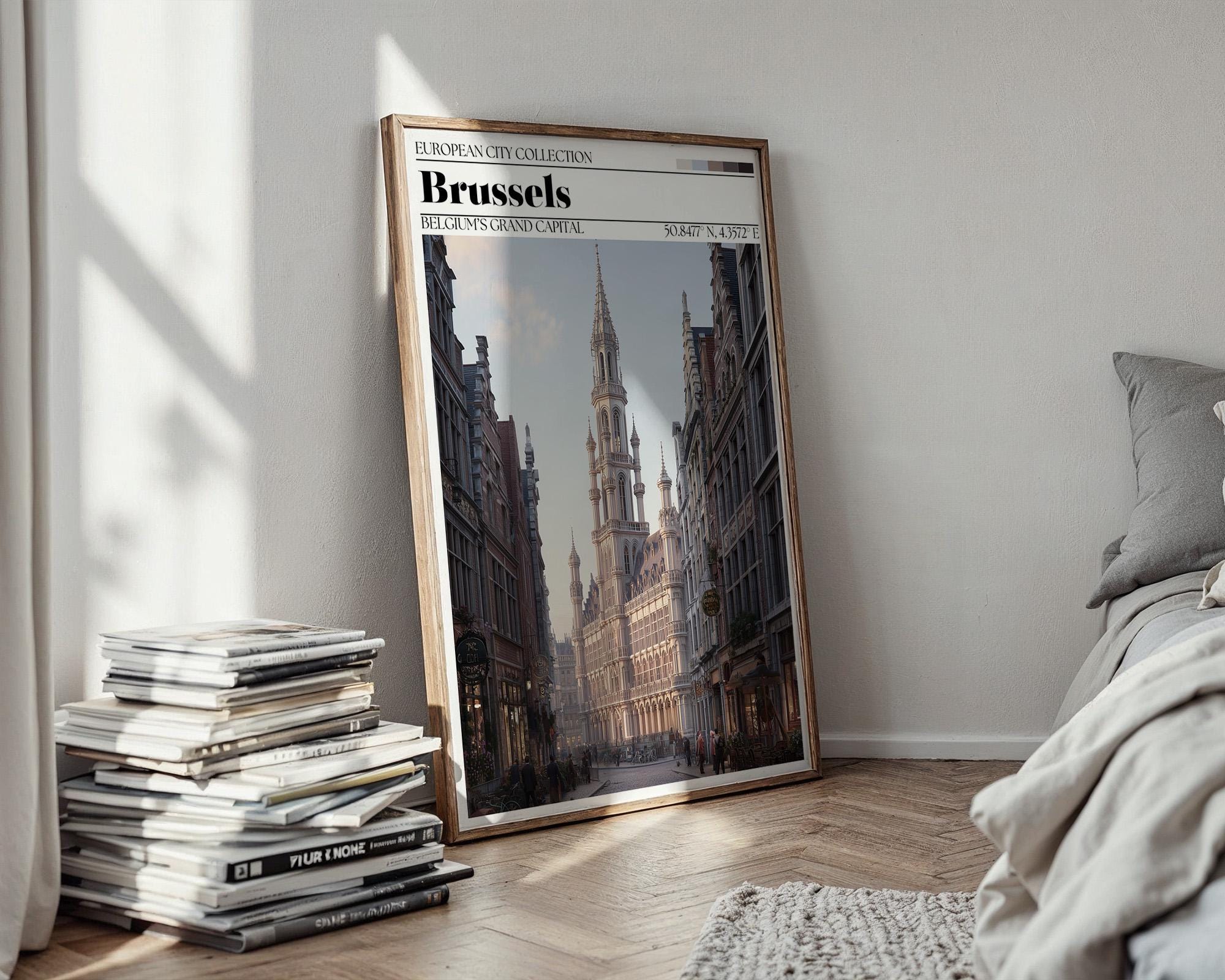 Brussels, Belgium Travel Poster - Grand Place Wall Art Print