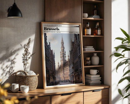 Brussels, Belgium Travel Poster - Grand Place Wall Art Print