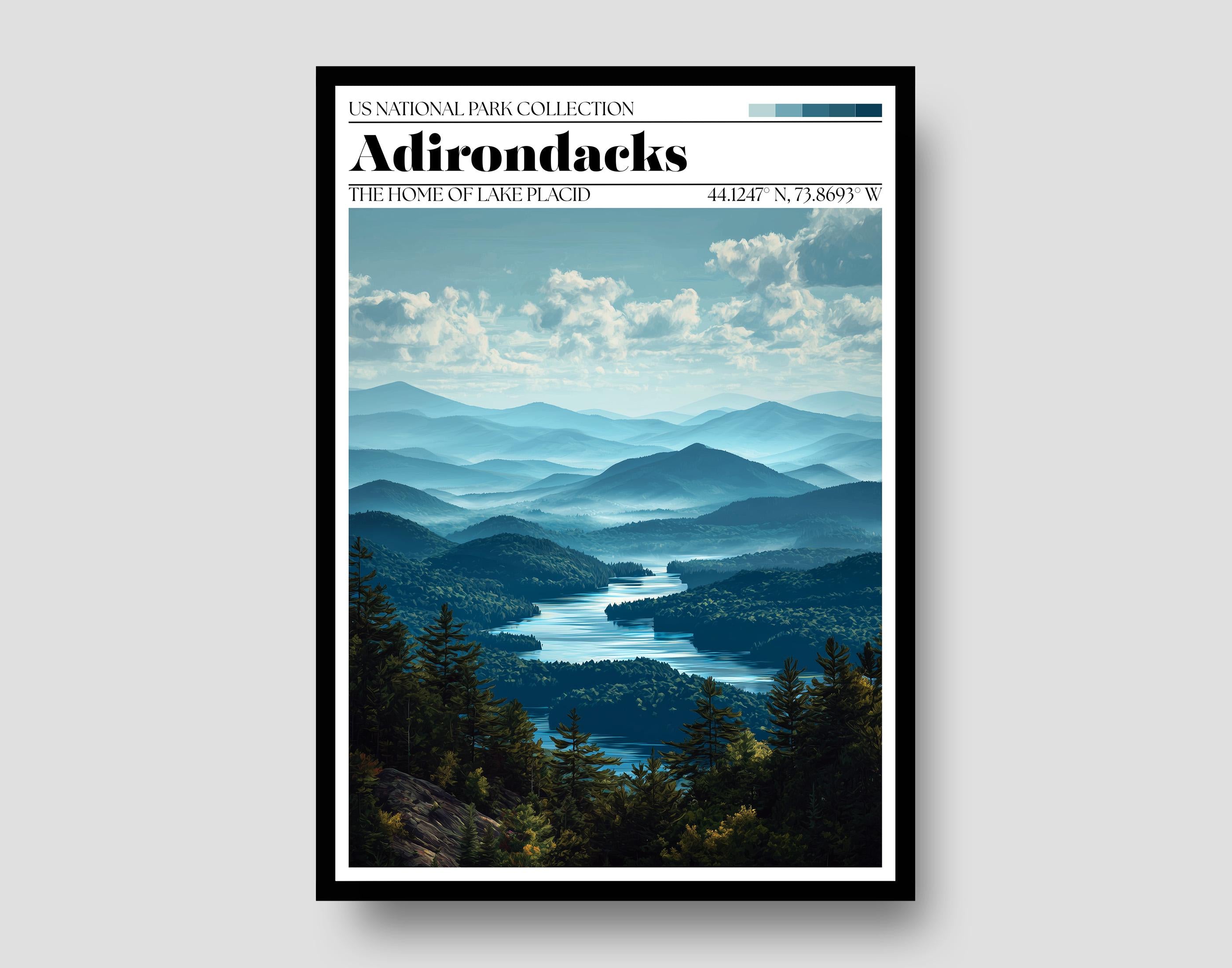 Adirondack National Park Poster - New York Lake Landscape Art