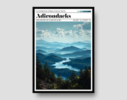 Adirondack National Park Poster - New York Lake Landscape Art