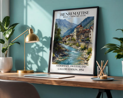 Henri Mattise Andermatt Travel Poster - Swiss Alps Wall Art