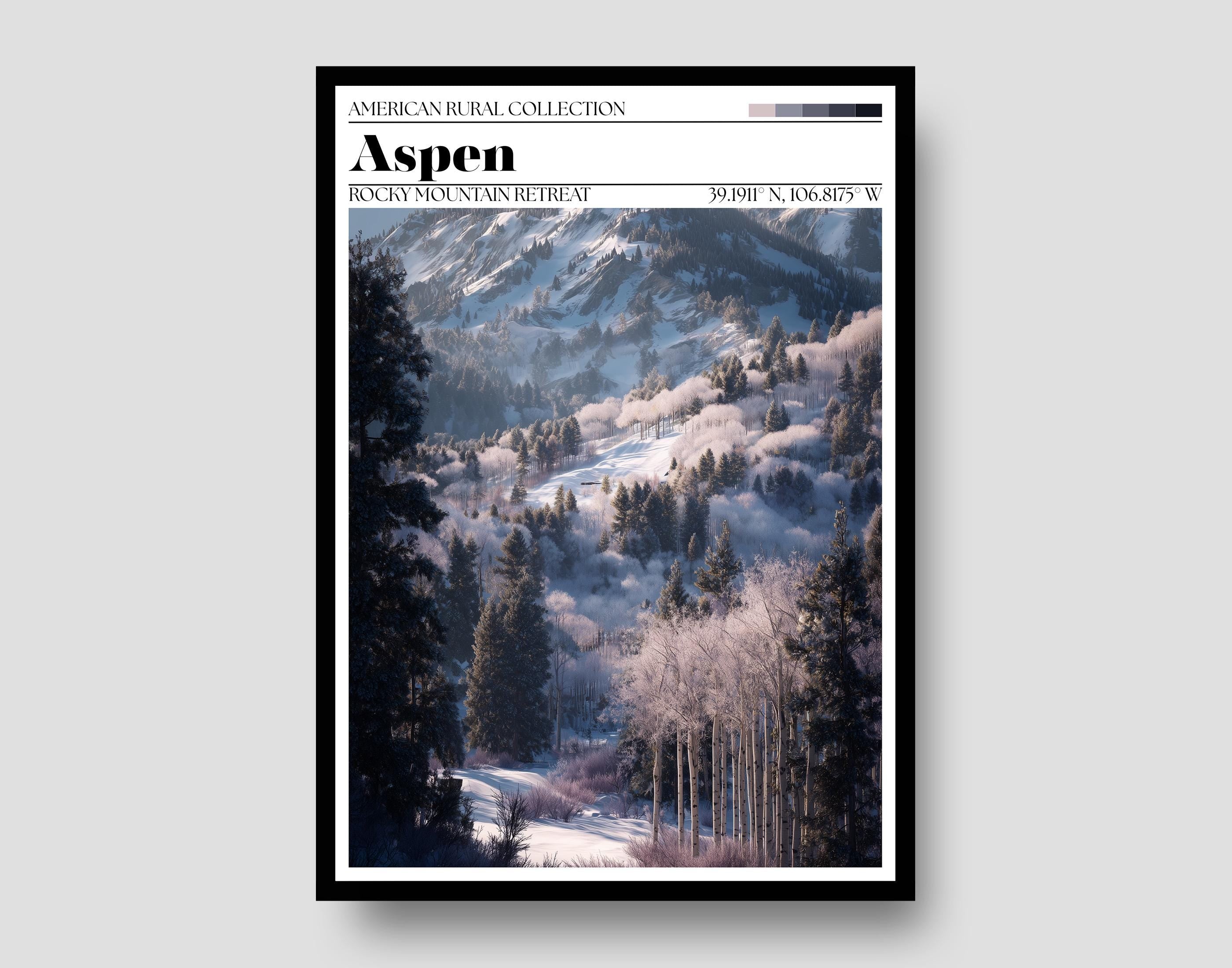 Aspen Colorado Winterscape Poster – Mountain Town Art