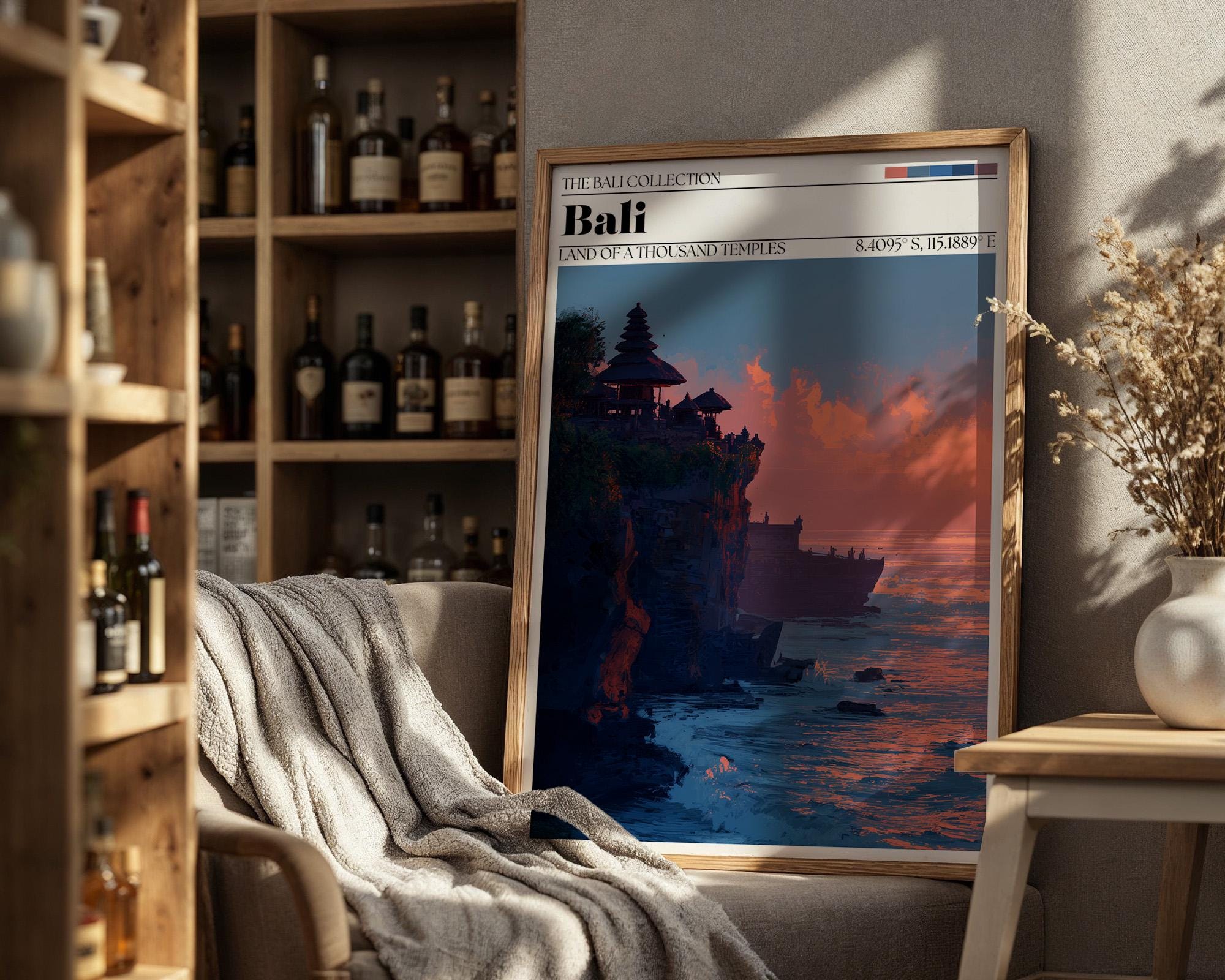 Bali Sunset Travel Poster – Bali Temple Wall Art Print
