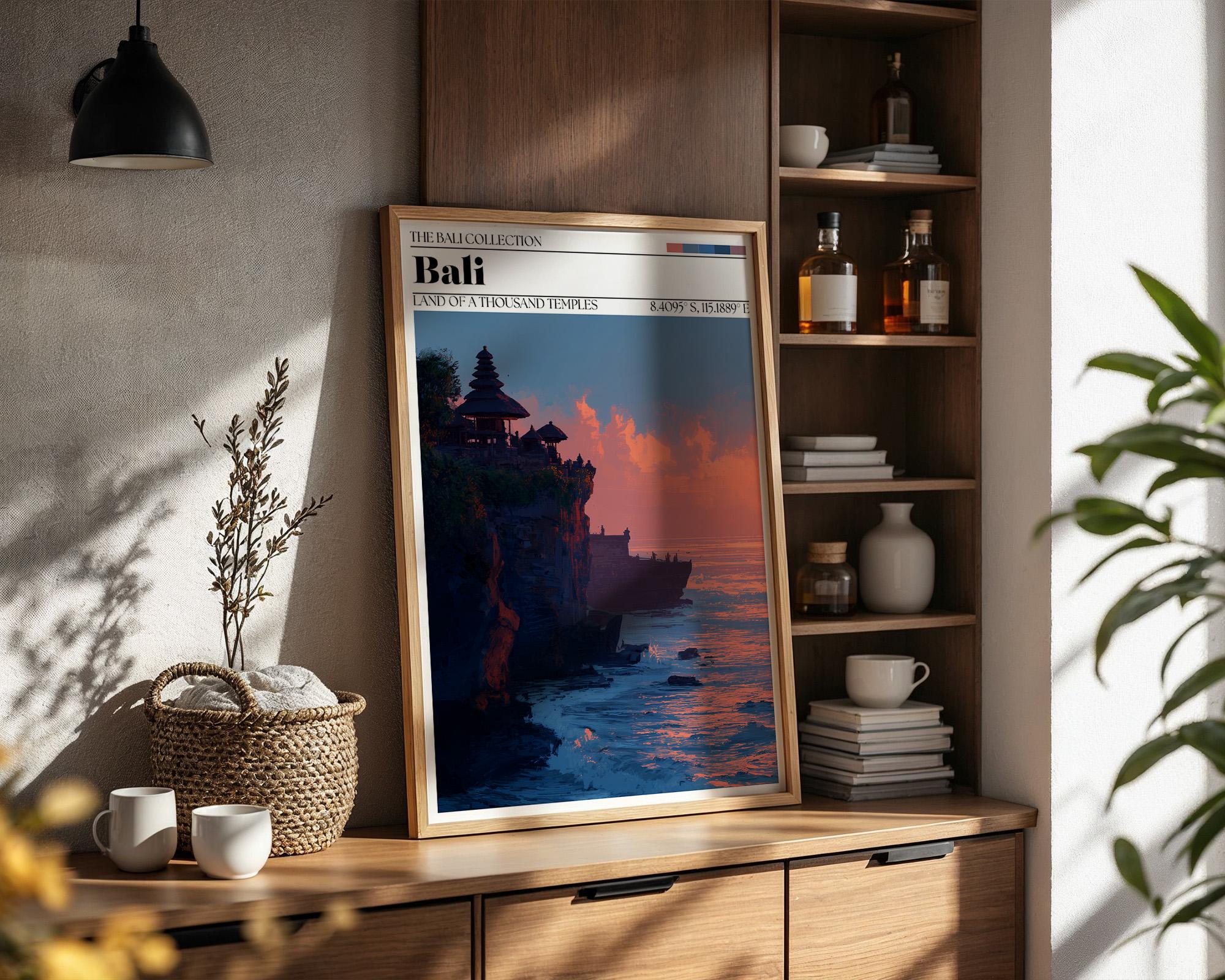 Bali Sunset Travel Poster – Bali Temple Wall Art Print
