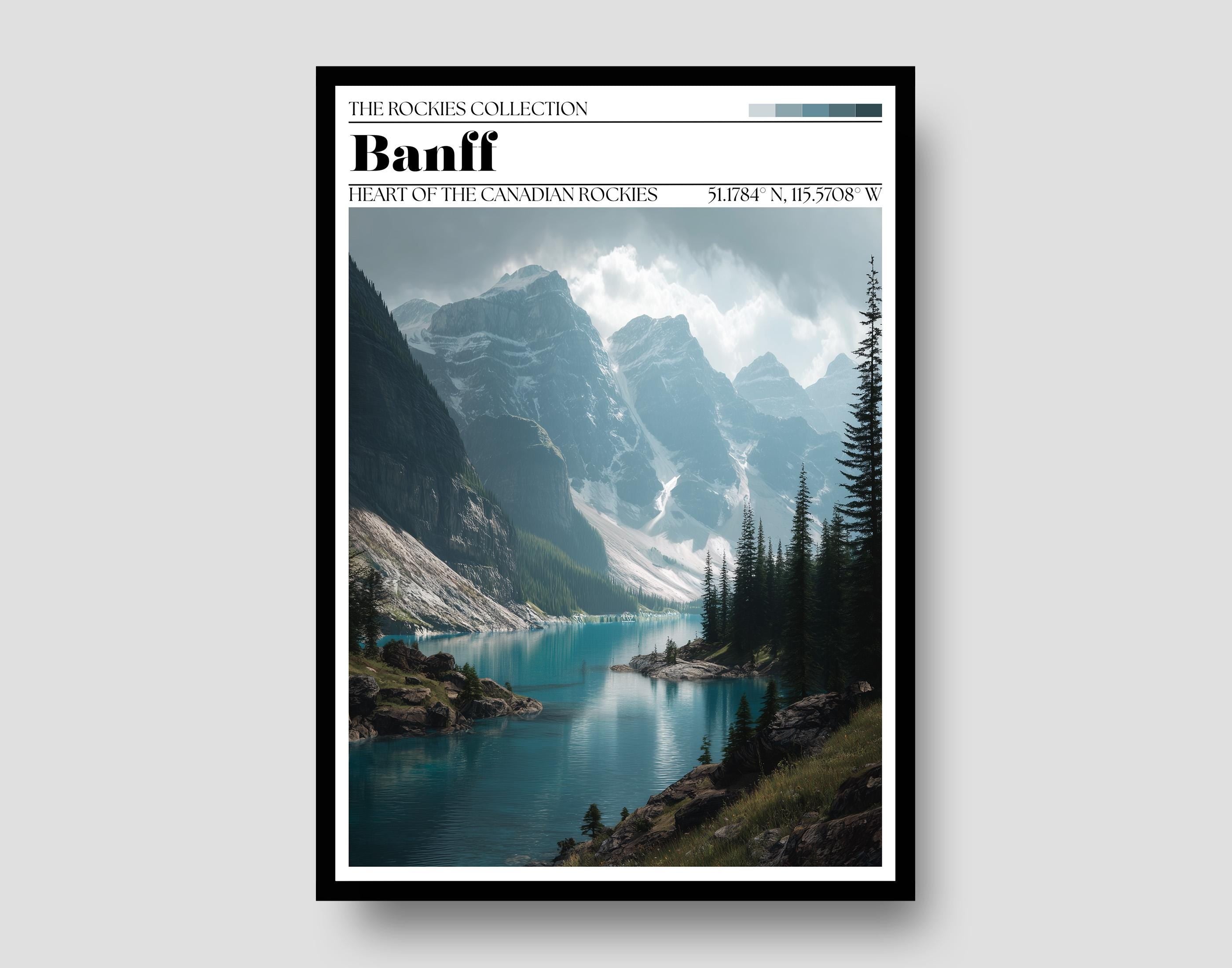 Banff National Park Poster – Canadian Rockies Lake Landscape