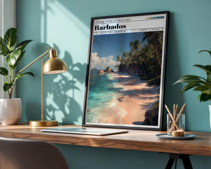 Barbados Travel Poster – Caribbean Beach Art Print