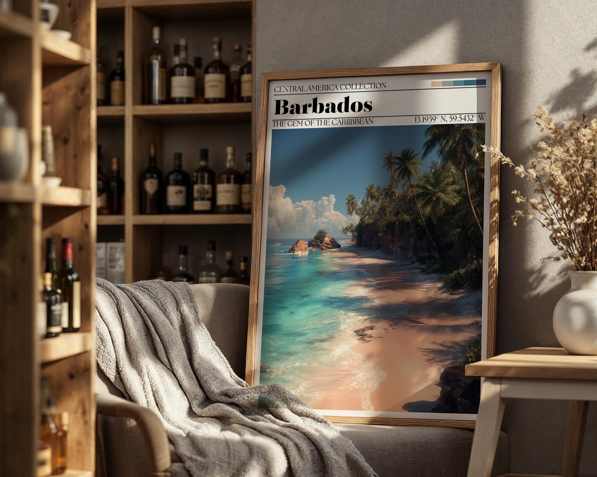 Barbados Travel Poster – Caribbean Beach Art Print