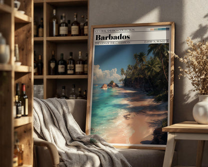 Barbados Travel Poster – Caribbean Beach Art Print
