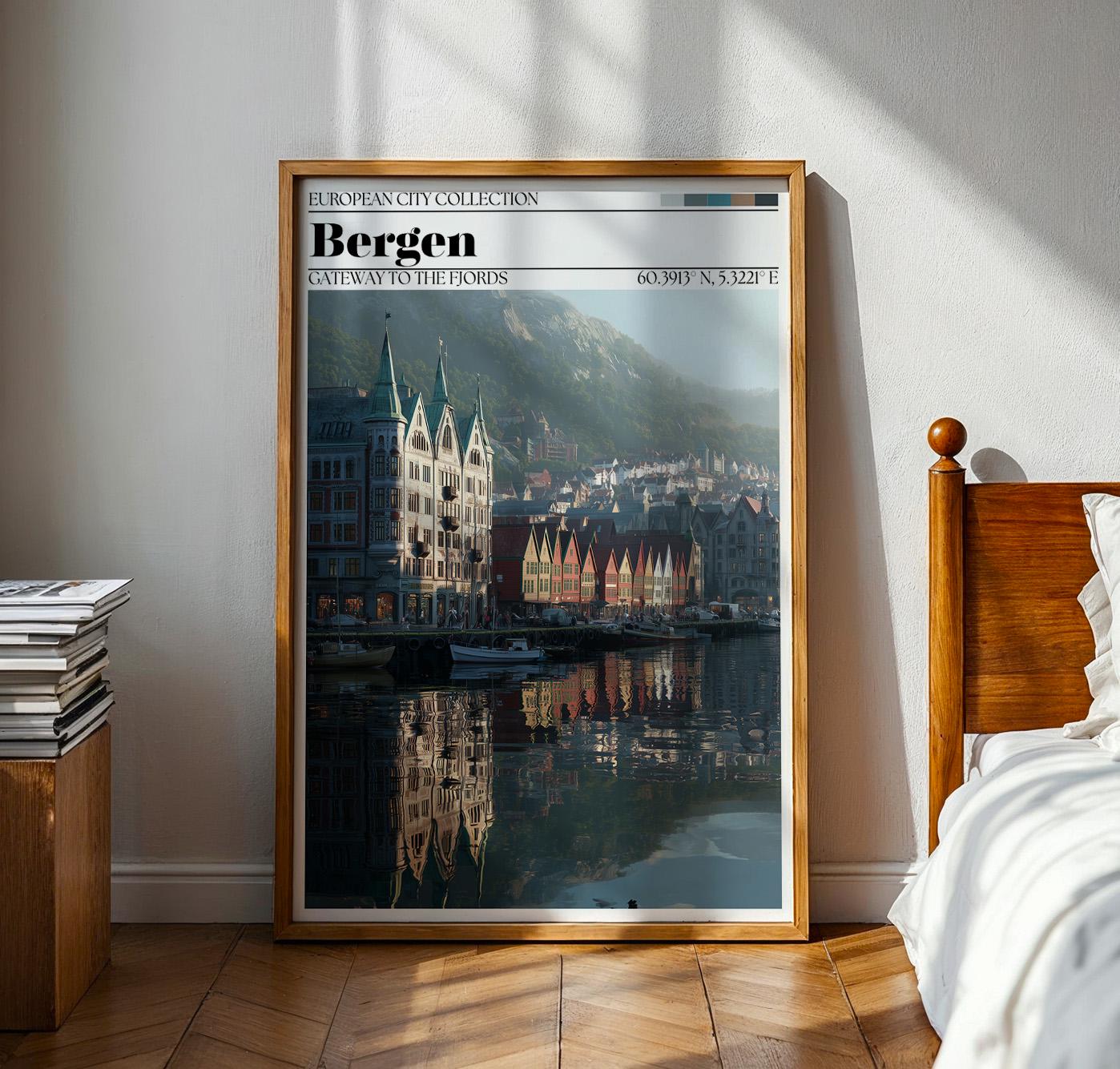 Bergen Poster - Norway Travel Wall Art Print
