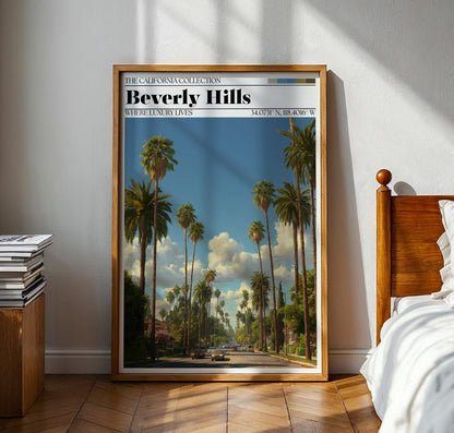 Beverly Hills Poster – Palm Trees, California Travel Print