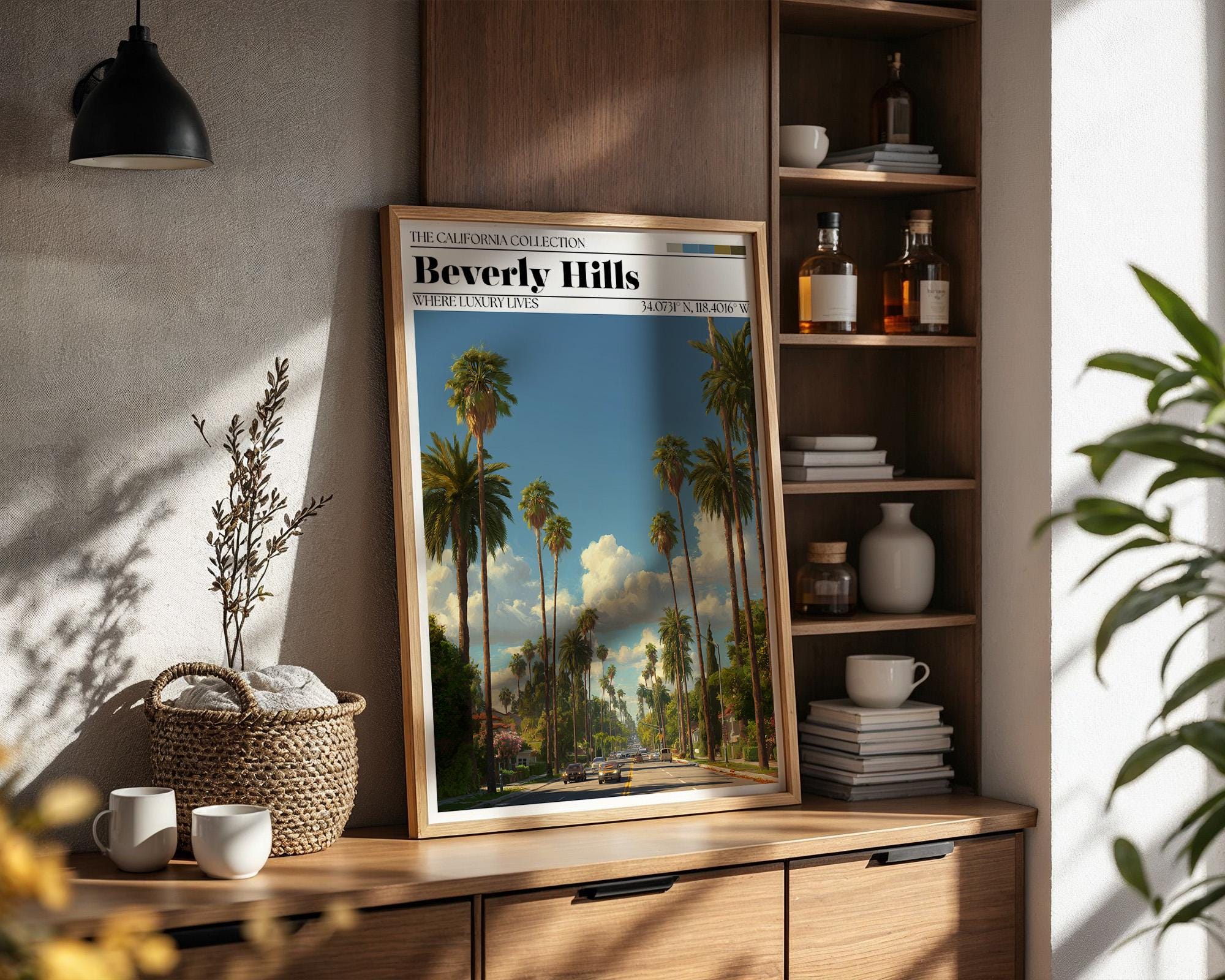 Beverly Hills Poster – Palm Trees, California Travel Print