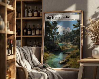 Big Bear Lake Art Print – California Mountain Landscape Poster