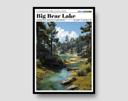 Big Bear Lake Art Print – California Mountain Landscape Poster