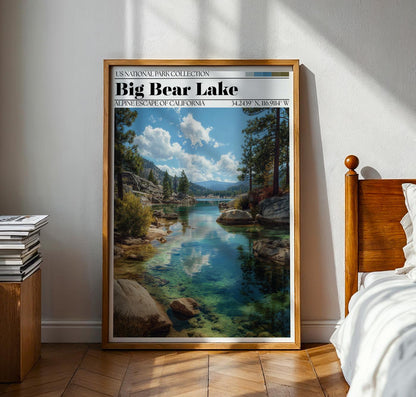 Big Bear Lake Poster – California Mountain Travel Wall Art Print