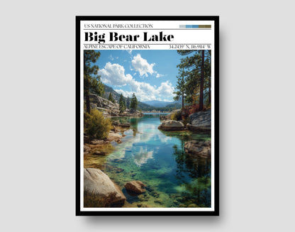 Big Bear Lake Poster – California Mountain Travel Wall Art Print