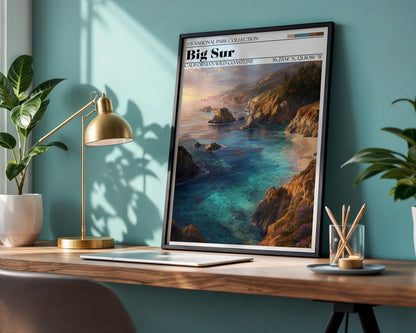 Big Sur California Travel Poster – Coastal Cliff Art