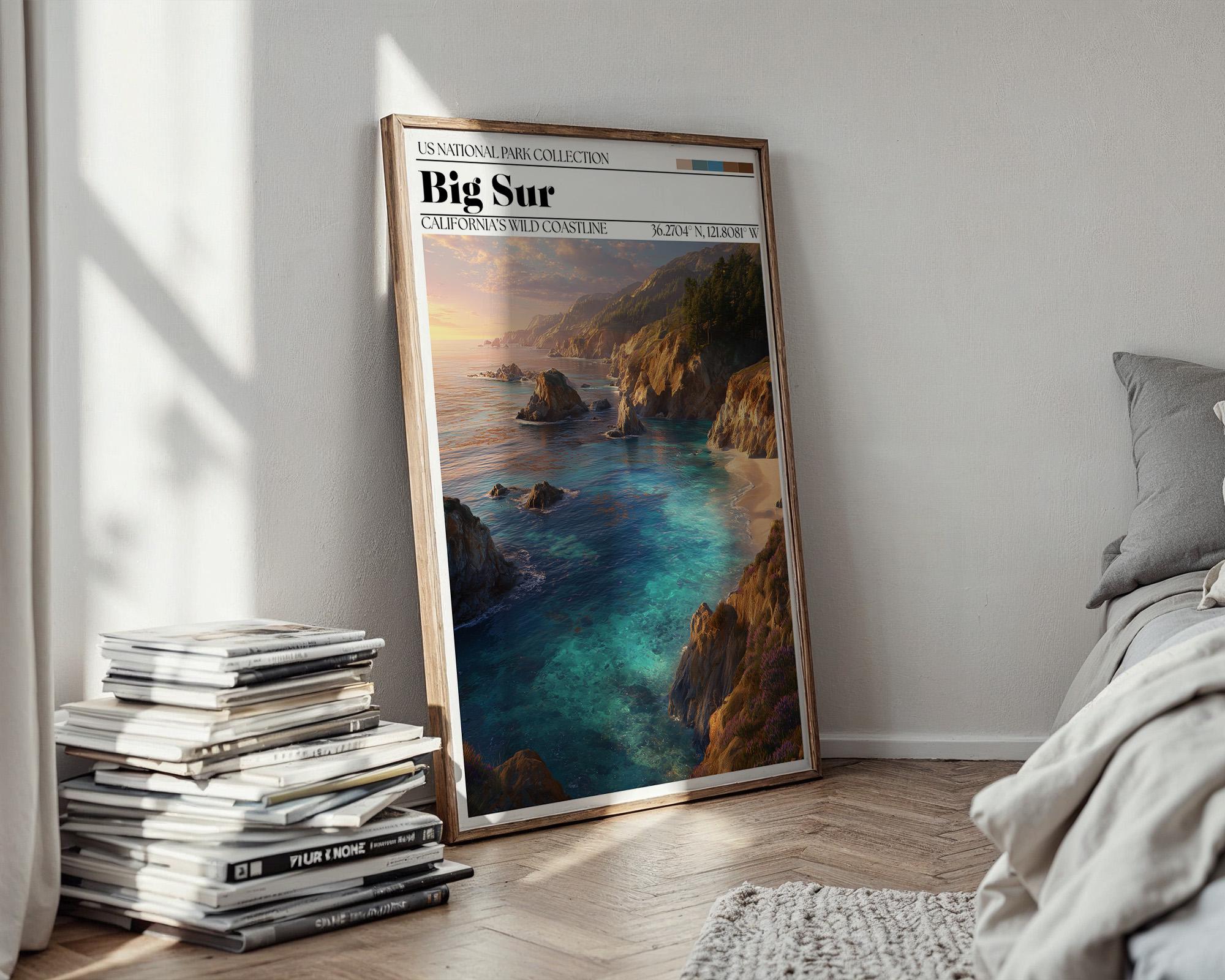 Big Sur California Travel Poster – Coastal Cliff Art