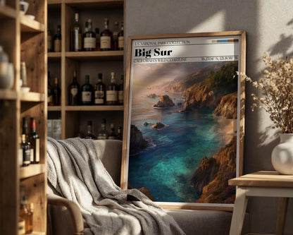 Big Sur California Travel Poster – Coastal Cliff Art