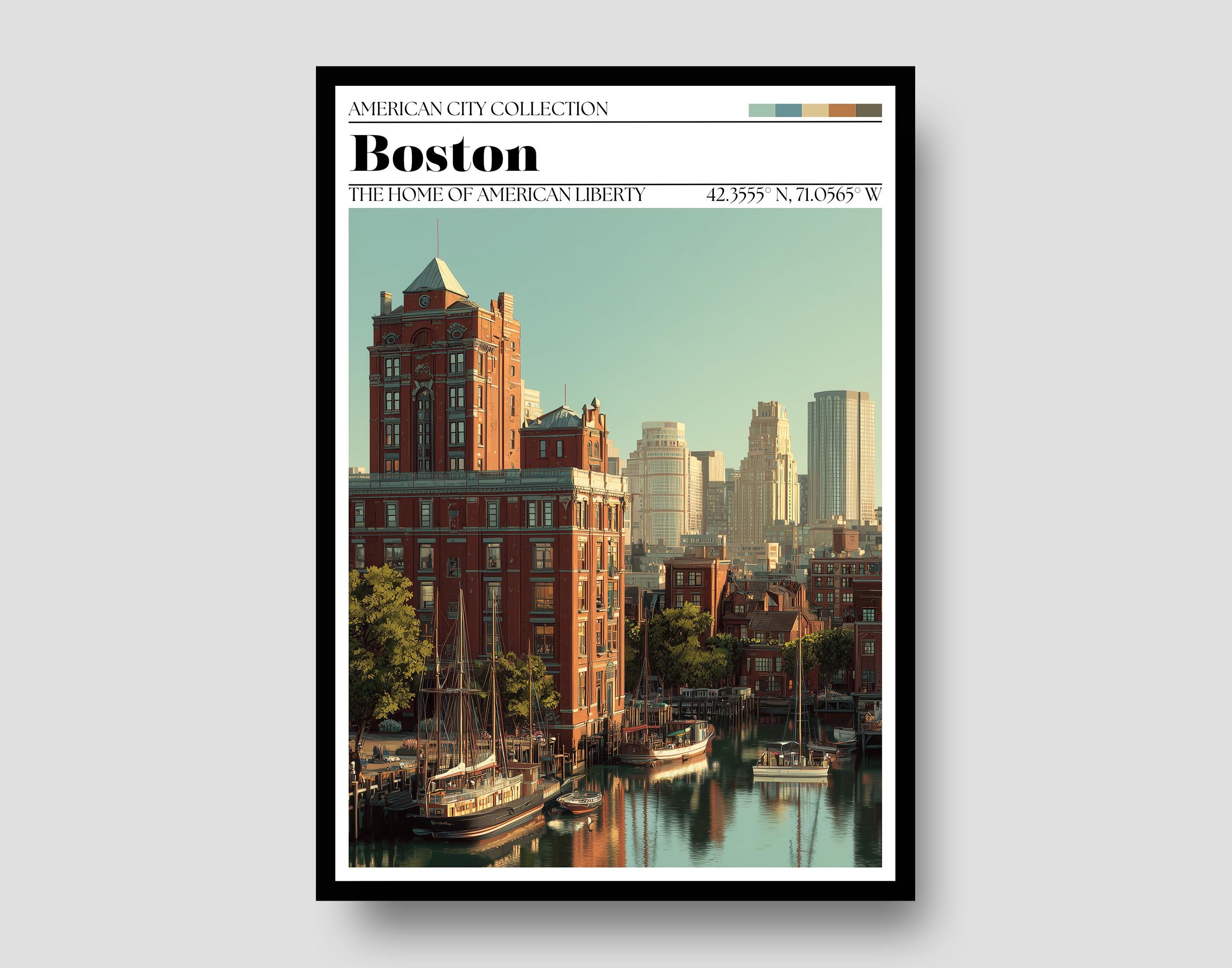 Boston Travel Poster – New England Skyline Art Print