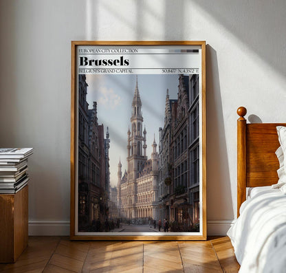 Brussels, Belgium Travel Poster - Grand Place Wall Art Print