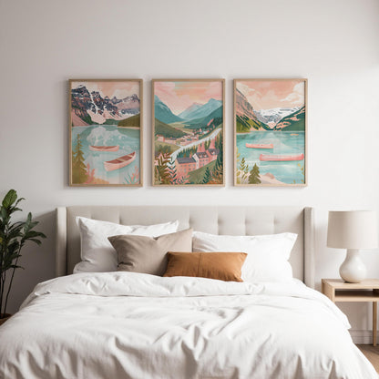 Banff National Park Set of 3 Posters - Canadian Rockies Wall Art Prints - Travel Wall Art