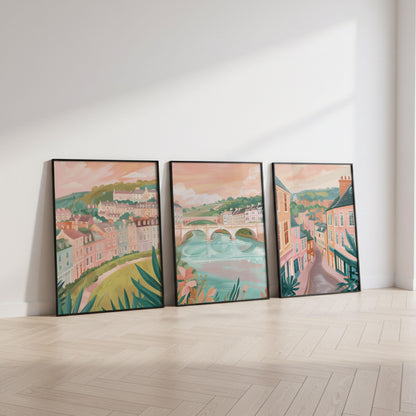 Bath Set Of 3 Posters - Bath, Somerset Wall Art Prints - Travel Wall Art