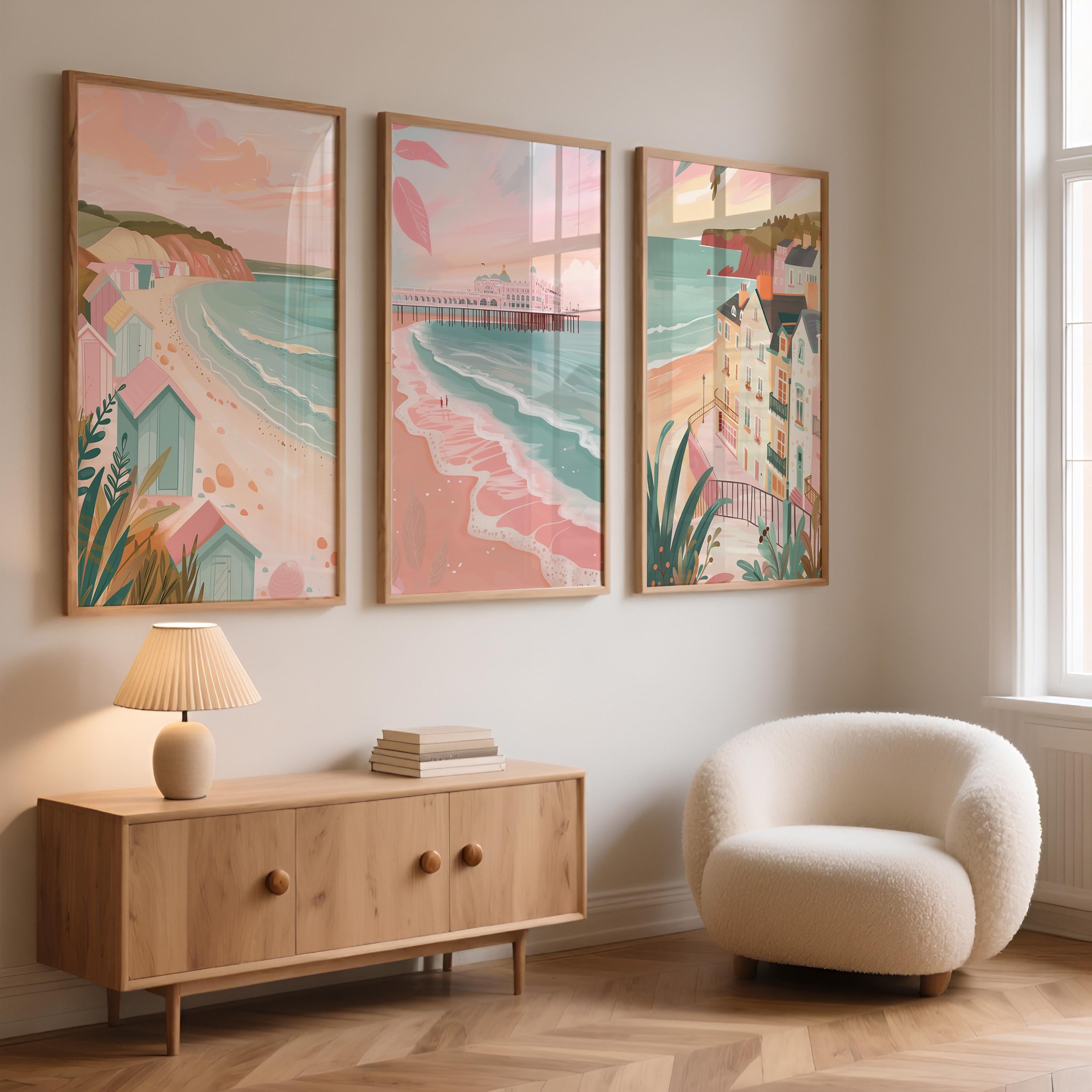 Brighton Set Of 3 Posters - Sussex Coastal Wall Art Prints - Travel Wall Art