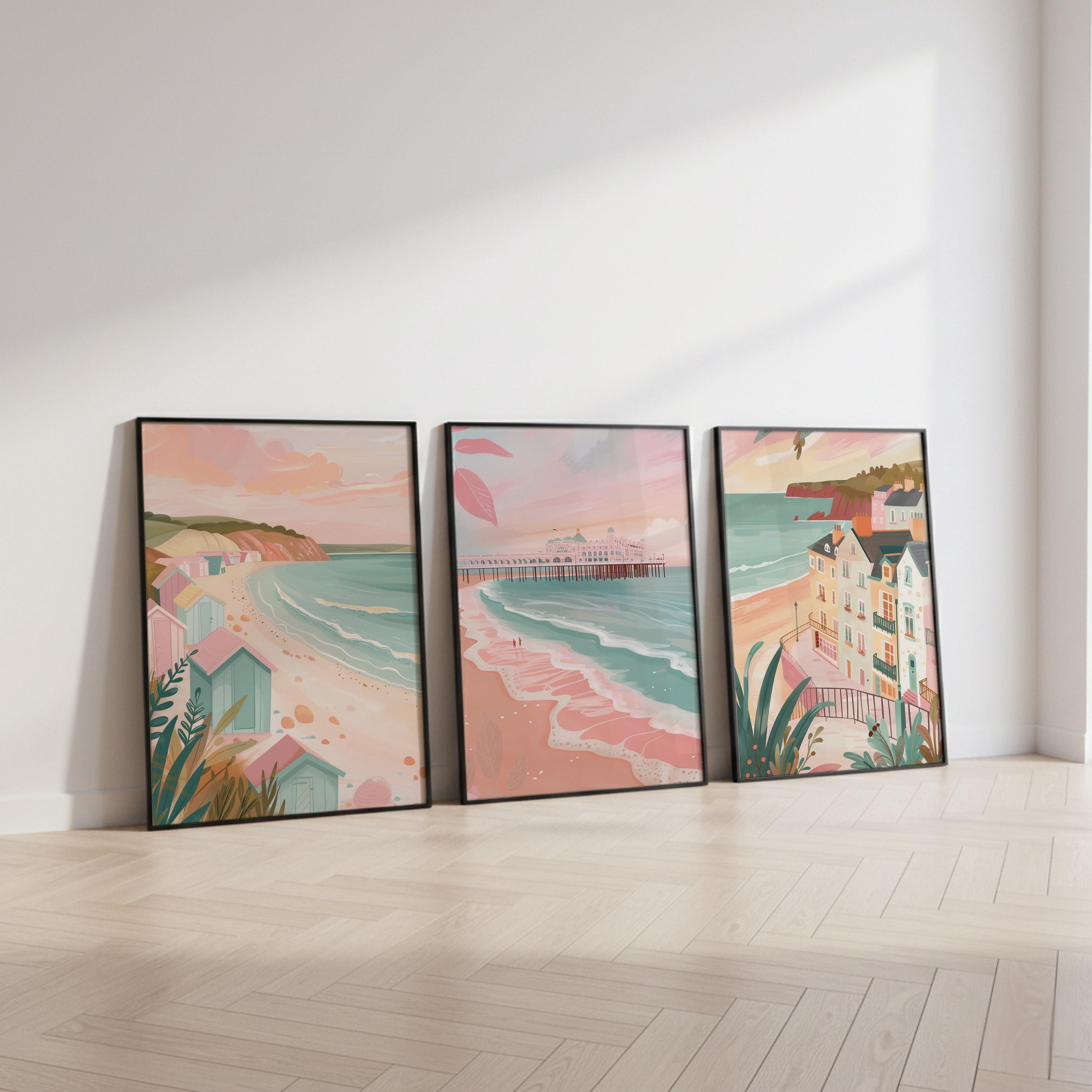 Brighton Set Of 3 Posters - Sussex Coastal Wall Art Prints - Travel Wall Art
