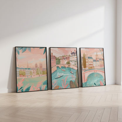 Cambridge Set of 3 Posters - Cambridge University Wall Art Prints - Travel Wall Art