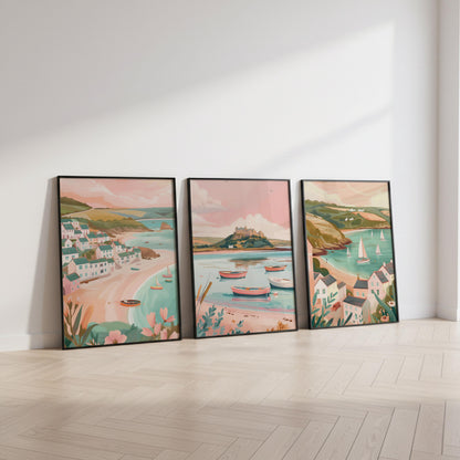 Cornwall Set Of 3 Posters - Cornish Wall Art Prints - Travel Wall Art