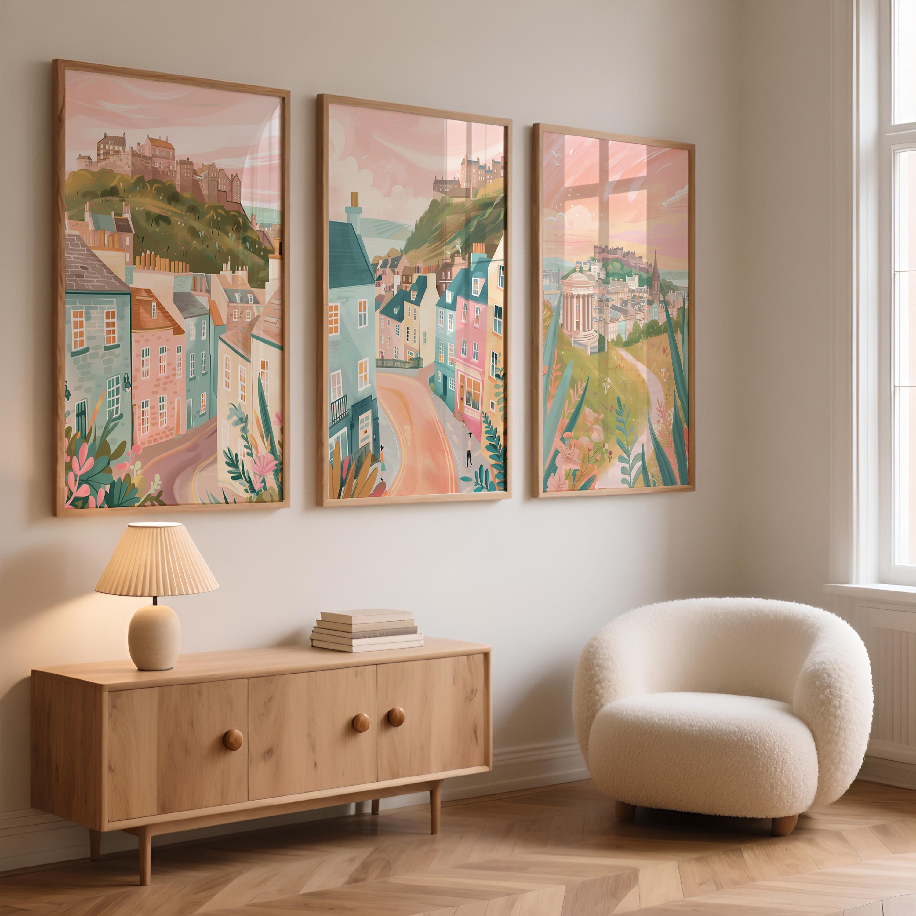 Edinburgh Set Of 3 Posters - Scottish Wall Art Prints - Travel Wall Art