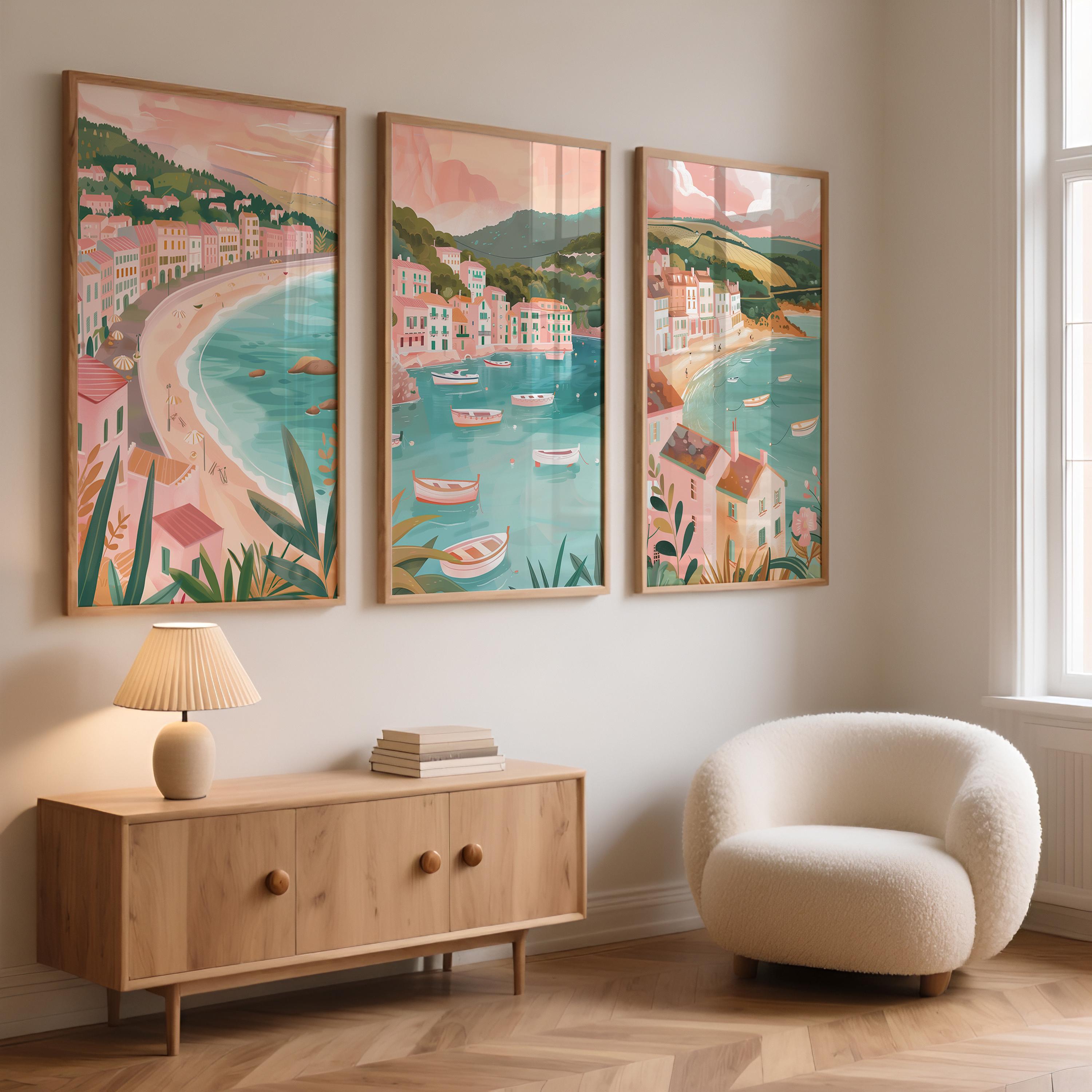 French Riviera Set Of 3 Posters - Southern France Wall Art Prints - Travel Wall Art