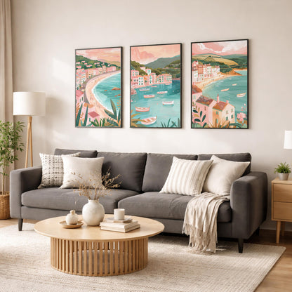 French Riviera Set Of 3 Posters - Southern France Wall Art Prints - Travel Wall Art