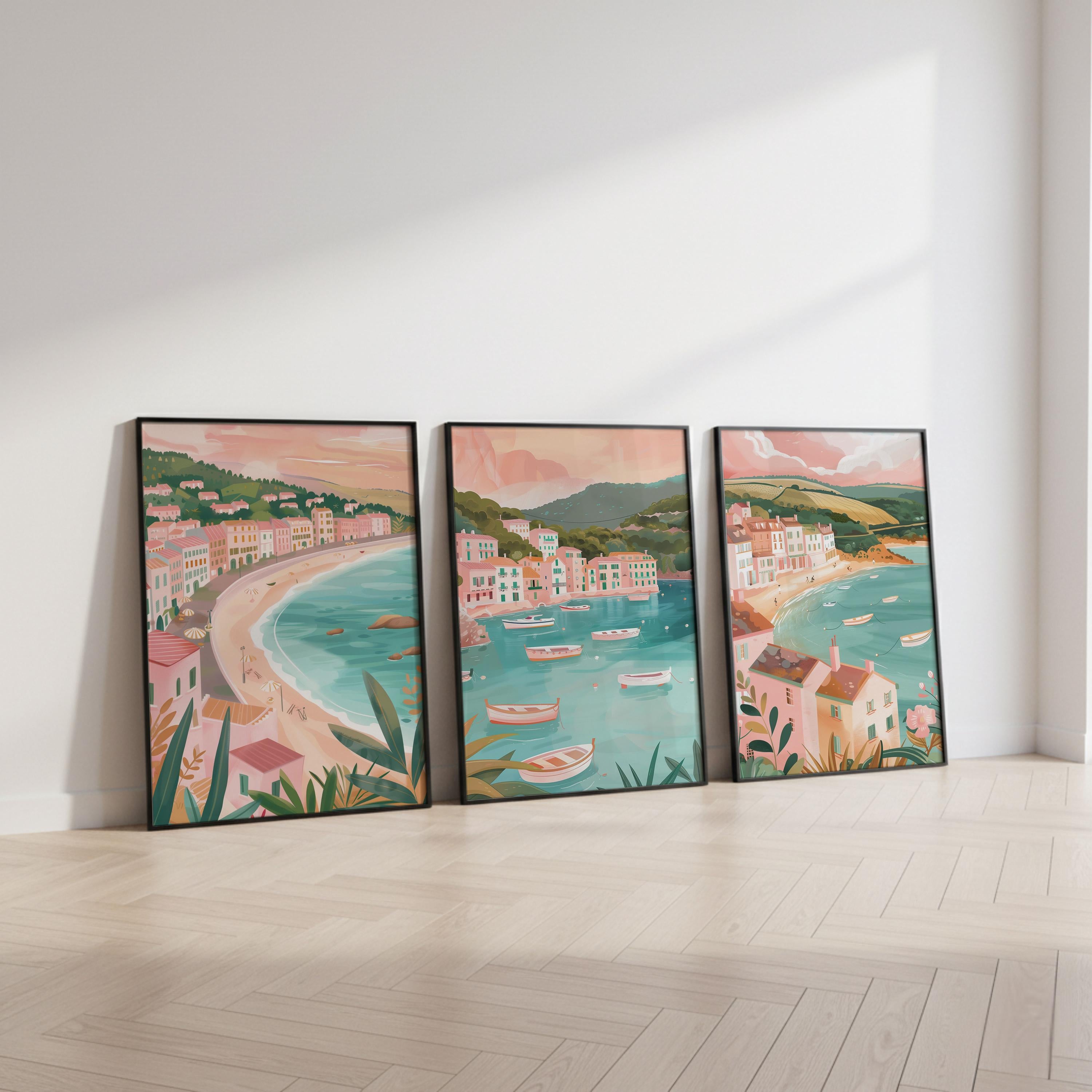 French Riviera Set Of 3 Posters - Southern France Wall Art Prints - Travel Wall Art