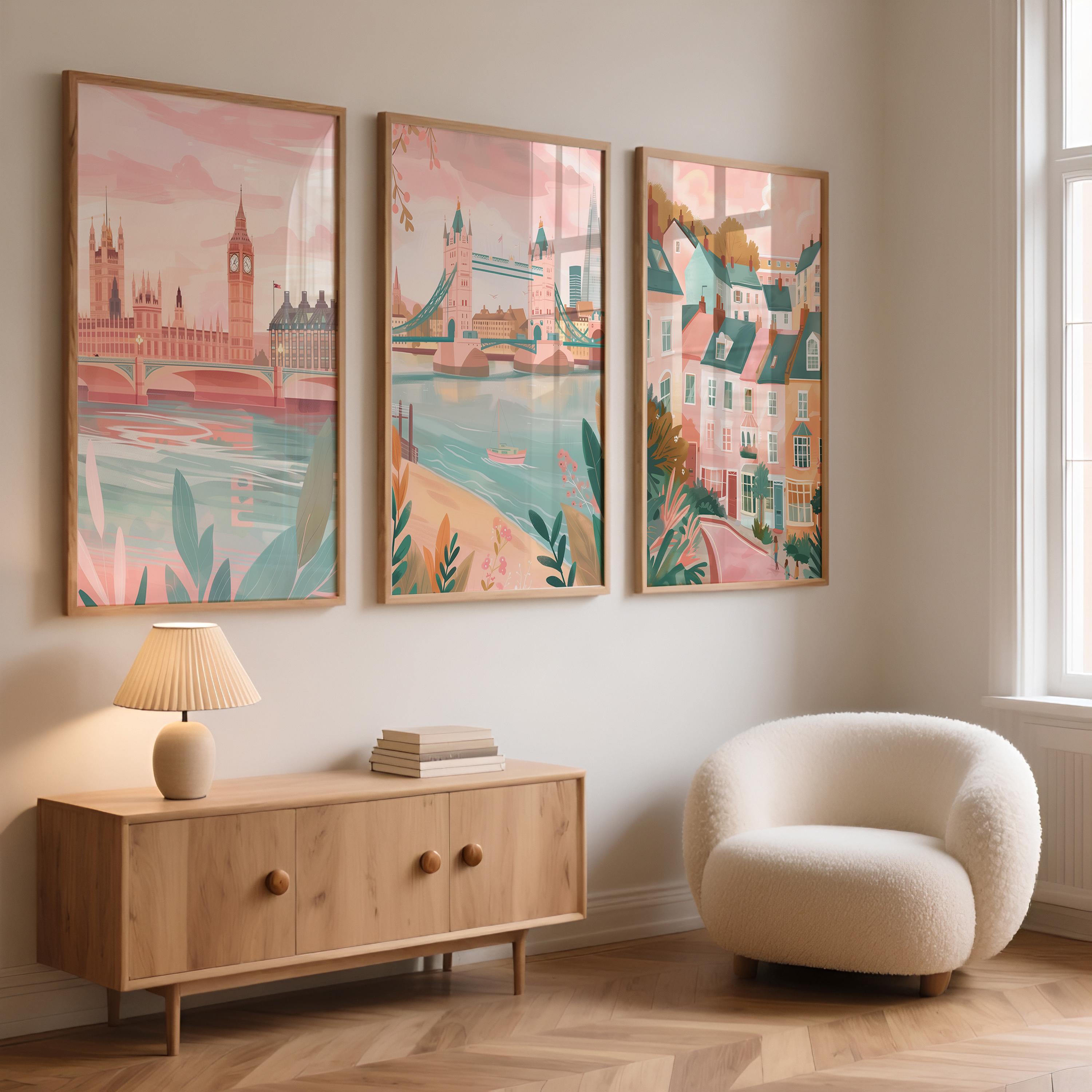 London Set Of 3 Posters - London Wall Art Prints - Travel Wall Art